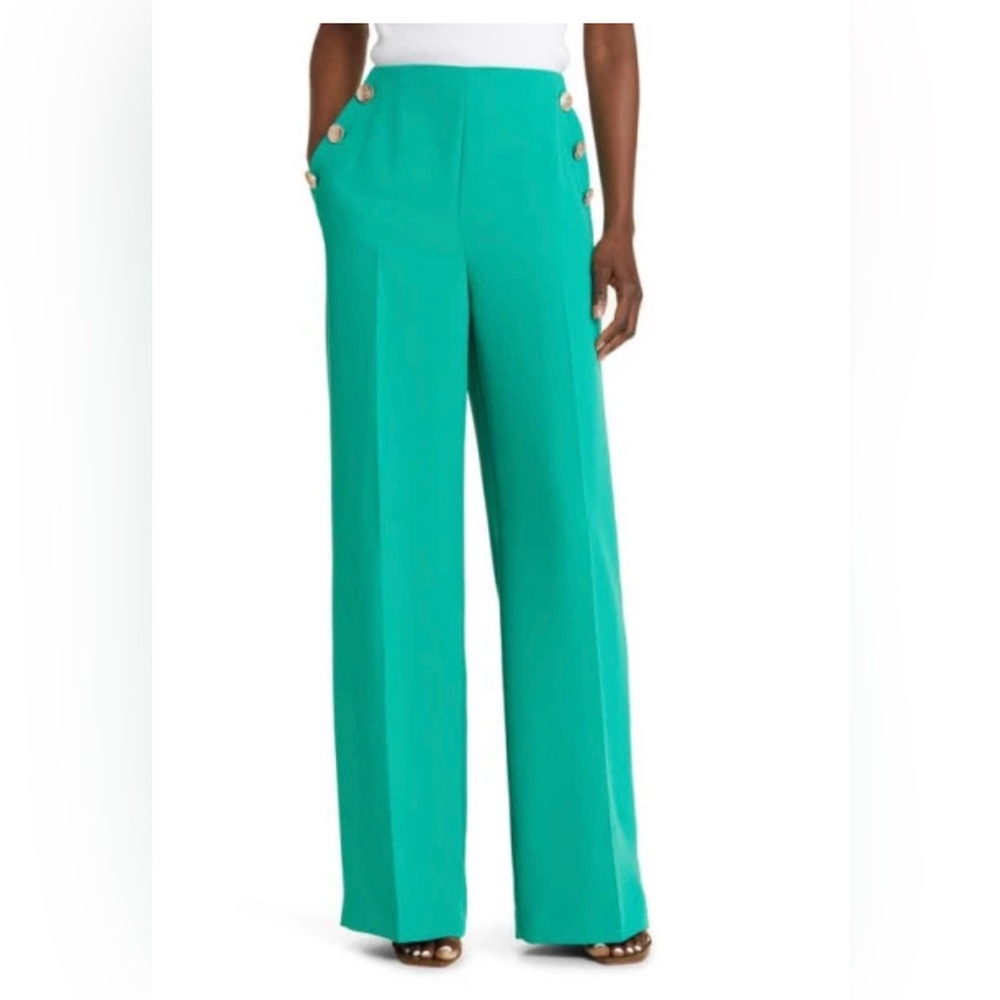 NWT Ted Baker - Green High Waisted Wide Leg Pants - Size 4